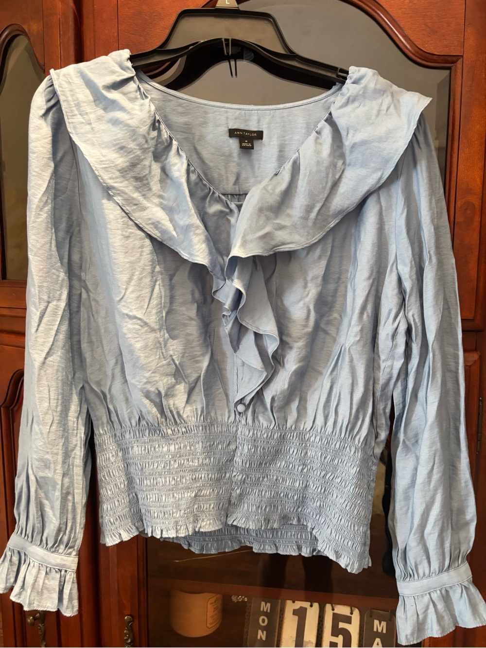 Light Blue Ruffled Blouse - Picture 2 of 5